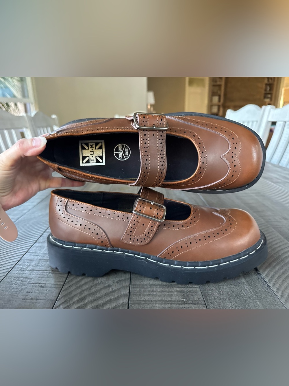 T.U.K. Brown Leather Brogue Mary Jane Women’s Size 11